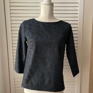 United Colors Of Benetton Black Floral Jacquard Boatneck Top size XS